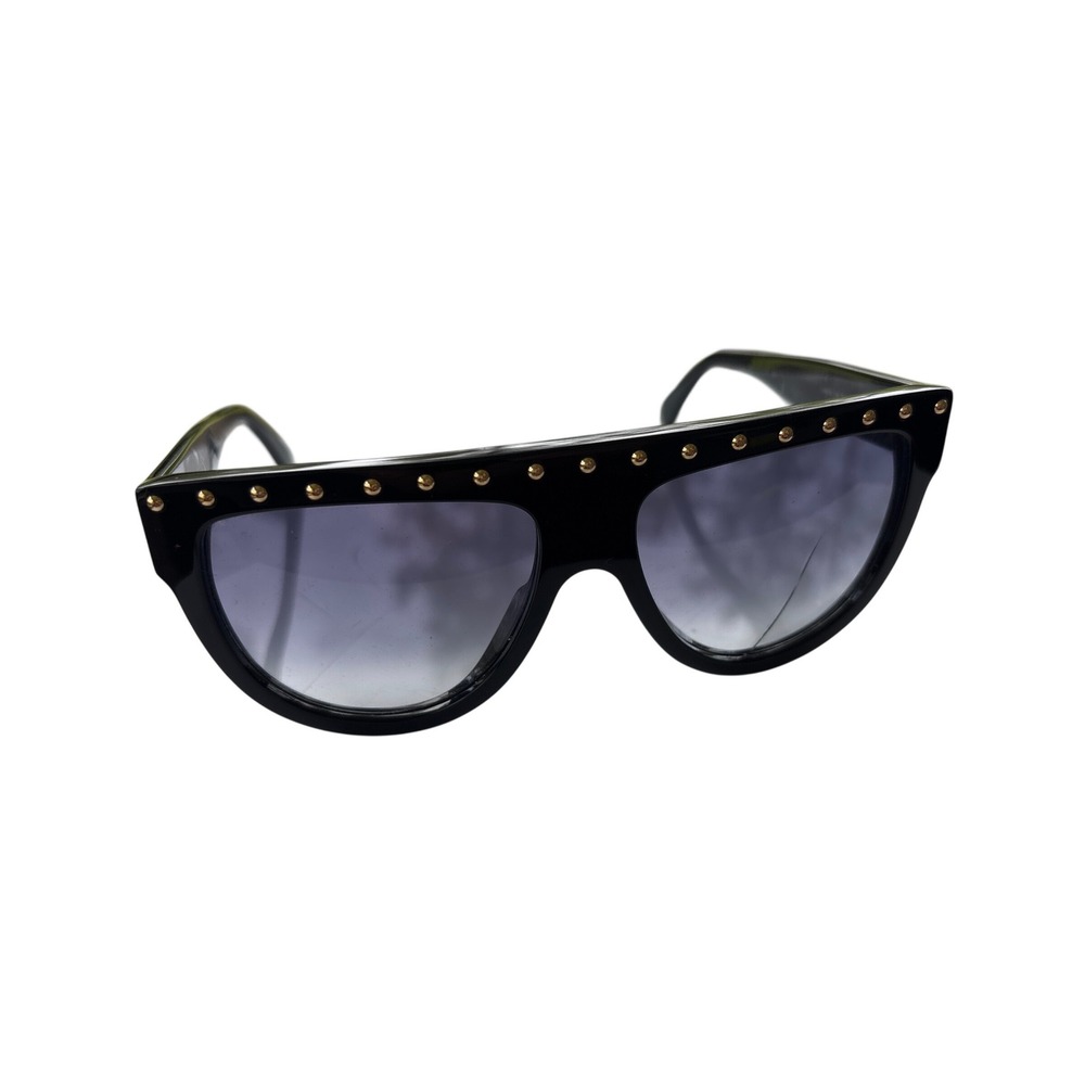 Celine Sunglasses Black Studded Aviator Flat Top Shield Made in Italy